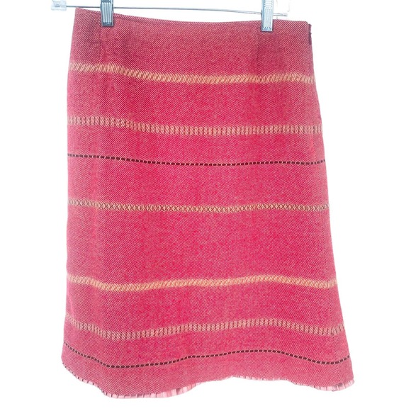 Trussardi Italian A-Line Wool Rust Red Black Skirt Pleated Hem Size 42, US Small - Picture 1 of 10